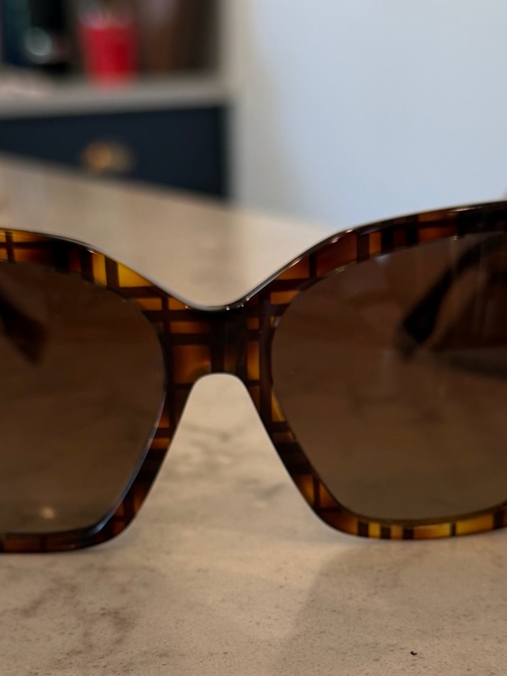 Burberry 55mm Polarized Square Cat Eye Sunglasses - Brown - Picture 3 of 7